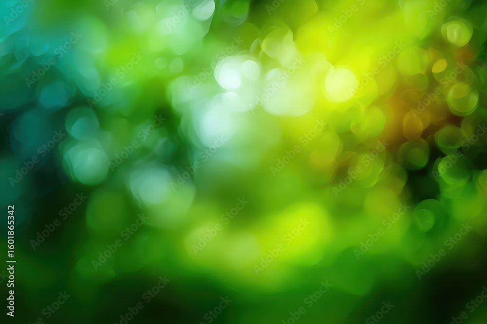 Obraz premium Green abstract blur background with a defocused spring design effect