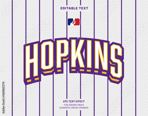 Editable Text Effect Vector of White Jersey back college White Purple team name sport printable embroidery Design for club, garment, printing, merchandise, basketball, baseball, football