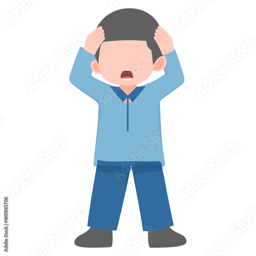 Cute little boy in shocked illustration