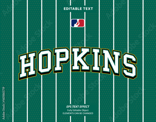 Editable Text Effect Vector of Green Jersey back college white yellow team name sport printable embroidery Design for club, garment, printing, merchandise, basketball, baseball, football