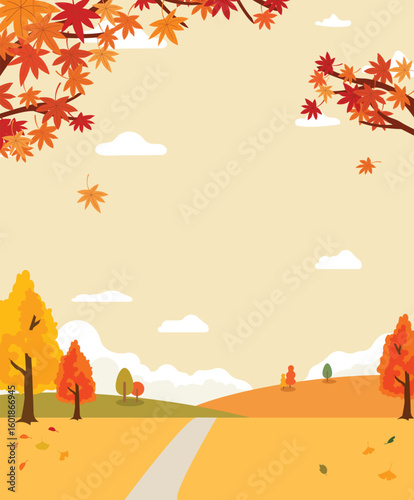 Autumn landscape with maple trees