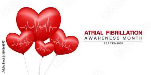 September is Atrial Fibrillation Awareness Month. Great for posters, banners, social media and more. White background. 