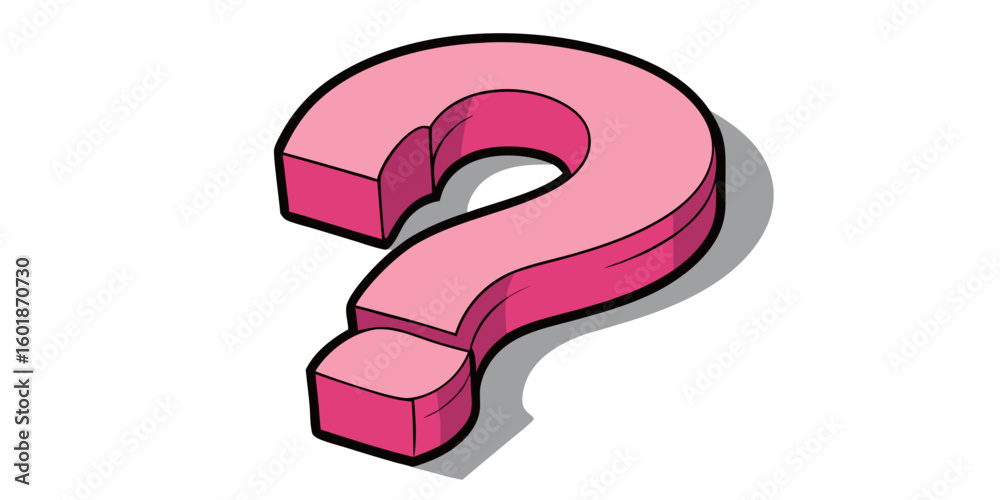 Naklejka premium Pink Question Mark 3D Symbol on White Background Help, FAQ, Support, Confusion or Inquiry Icon Graphic for Web and Design Use vector illustration.