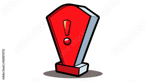 3D red Exclamation Mark Icon on Clean White Background Alert, Warning, Attention Symbol Design vector illustration.
