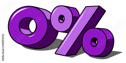 3D purple Percentage Symbol Icon on White Background  Finance, Discount, Sale or Data Concept Graphic vector illustration.