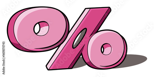 3D pink Percentage Symbol Icon on White Background  Finance, Discount, Sale or Data Concept Graphic vector illustration.