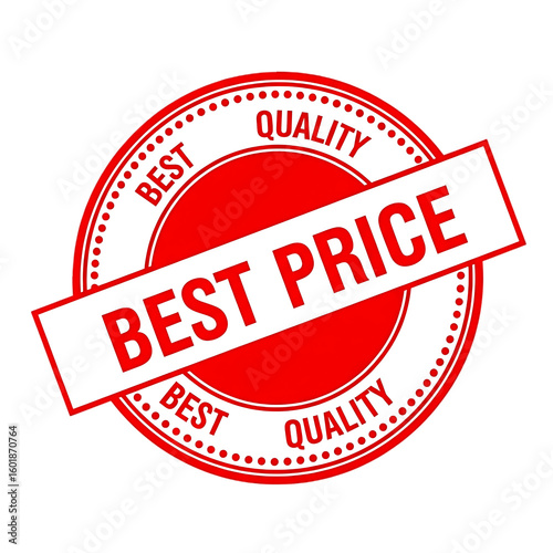Red circular stamp with white text best price best quality isolated on a transparent background circle