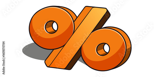 3D orange Percentage Symbol Icon on White Background  Finance, Discount, Sale or Data Concept Graphic vector illustration.
