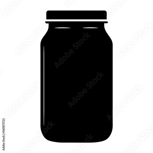 Black silhouette image of a mason jar used for canning preserves