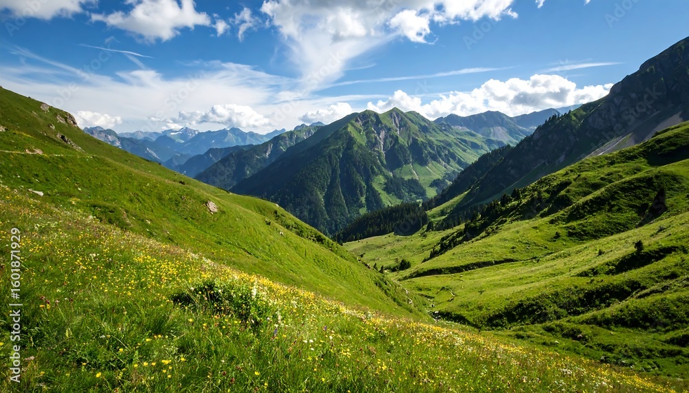 Fototapeta premium Alpine valley vista