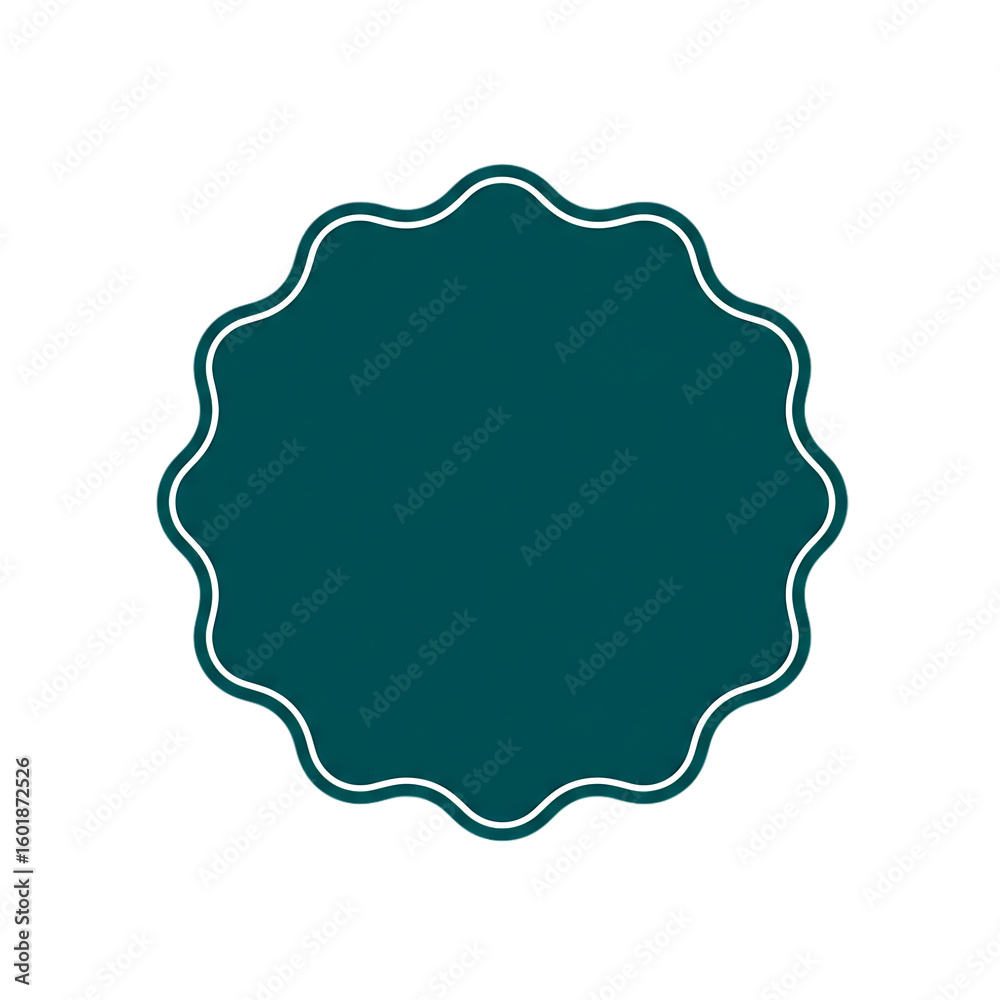 Obraz premium Teal starburst shape with white outline on black background isolated on a transparent background image