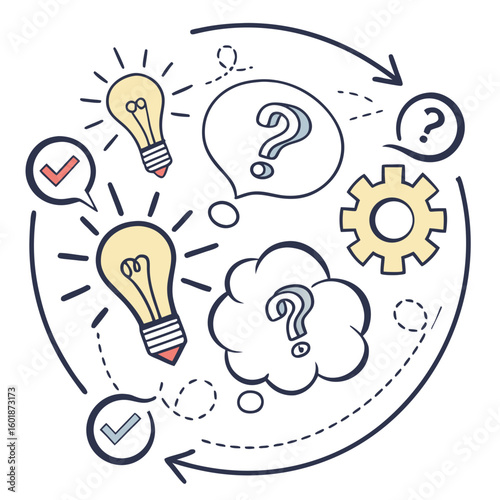 Creative Idea Circle with Solution Symbol Illustration of Innovation and Solutions