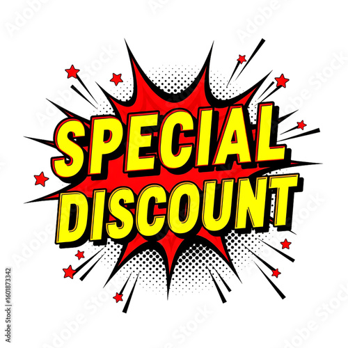 Yellow Special Discount Text on Red Burst with Stars isolated on a transparent background sale offer 1