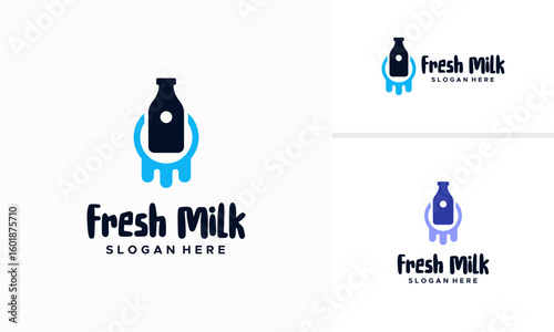 Fresh Milk logo designs concept vector, Healthy milk logo template vector illustration