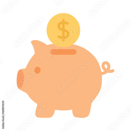 Piggy Bank Icon for Saving and Finance Office Use