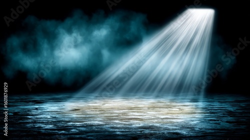Dramatic Spotlight Effect On Dark Cobblestone Floor