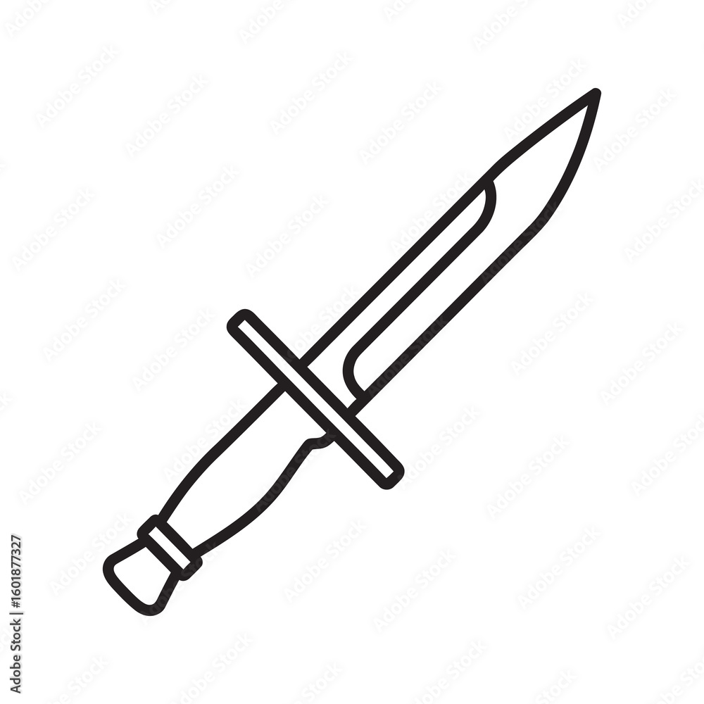 Fototapeta premium Dagger knife icon for military combat and medieval weapon representing sharp blade for attack defense and fantasy game short sword equipment