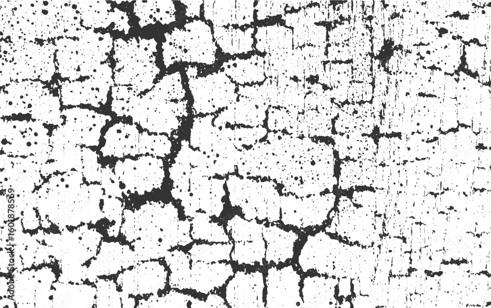 Fototapeta premium Abstract cracked texture with scattered dark splatters and vertical lines background black