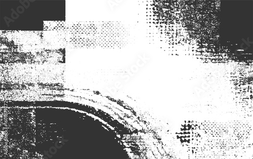 Abstract monochrome textured pattern with scattered dots and geometric shapes vector