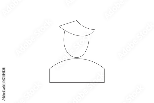 Vector illustration of a male graduate student holding a blank sign with an academic cap, symbolizing educational achievement and success