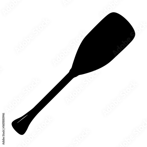 Black silhouette illustration of a canoe paddle on a white background