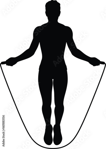 Silhouette of person jumping rope exercise
