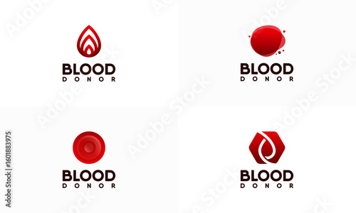 Set of Blood Donor Logo designs template, Blood Donation Logo template icon vector
