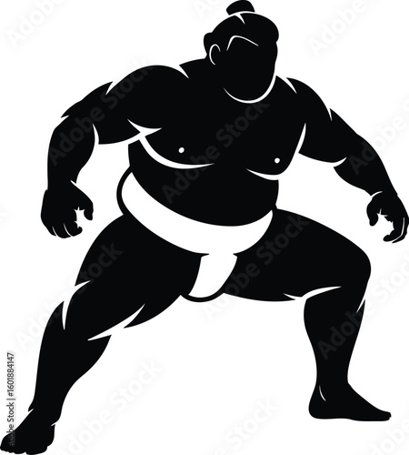 Sumo wrestler in fighting stance athlete fighter