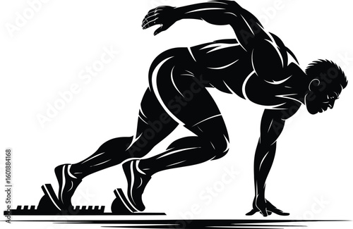 Sprinter poised for race runner athletic