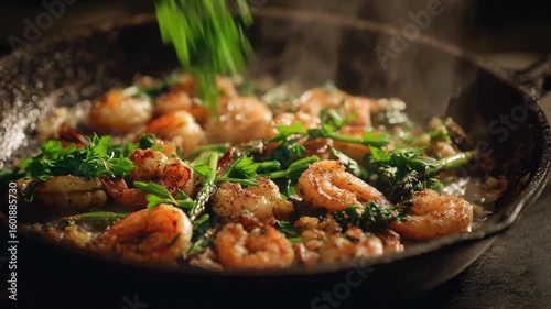 pan fried shrimp and vegetable