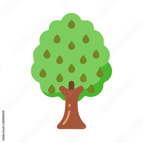 Stylized cartoon tree with pears on black background