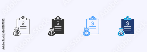 Accounting Icon Set Multiple Style Collection