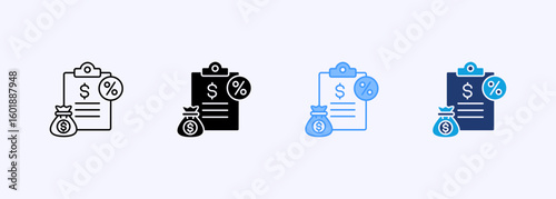 Accounting And Taxes Icon Set Multiple Style Collection