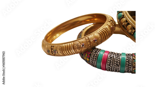 Exquisite Gold and Enamel Bangles Indian Jewelry Collection