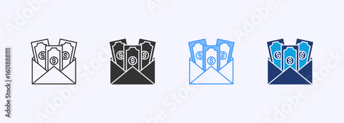 Salary Icon Set Multiple Style Collection