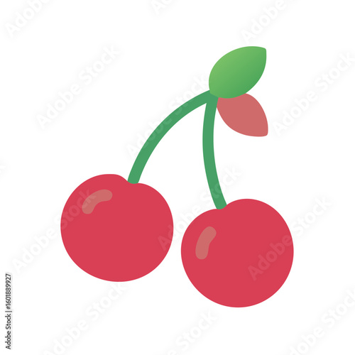 Two flat cherry illustrations on a black background