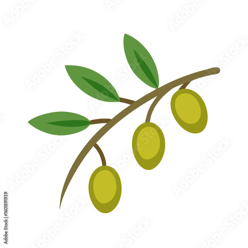 Minimalist olive branch illustration against black background