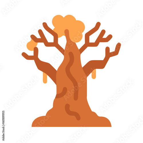 Stylized barren tree illustration against black background