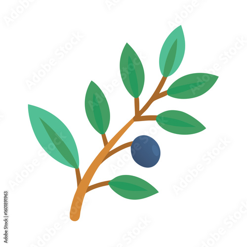 Minimalist Olive Branch Illustration on Black Background