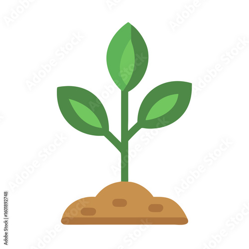 Minimalistic plant growing in soil on black background
