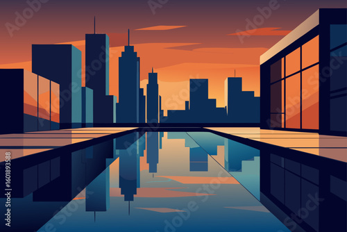 sunset over the city