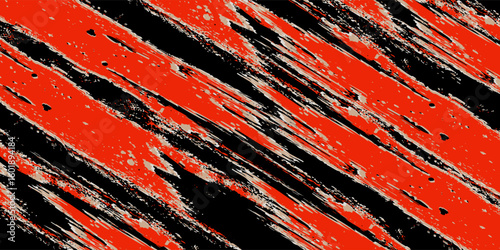 Set of Red Torn Sharp Ripped Paper Hole Edges with Black Cardboard Background. Distressed Texture for Mixed Media Collage. High Quality. eps10