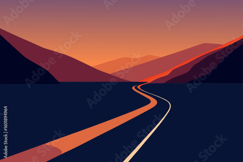 sunset on the road