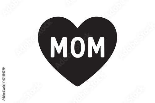 mom heart icon silhouette vector with white background