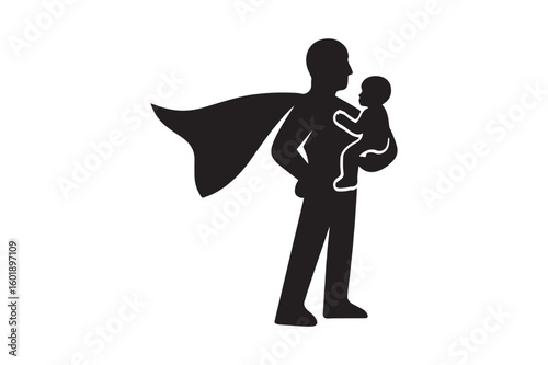 superhero dad icon silhouette vector with white background