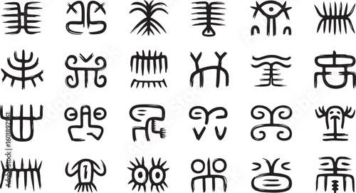 Ancient glyphs tribal markings abstract symbols vector