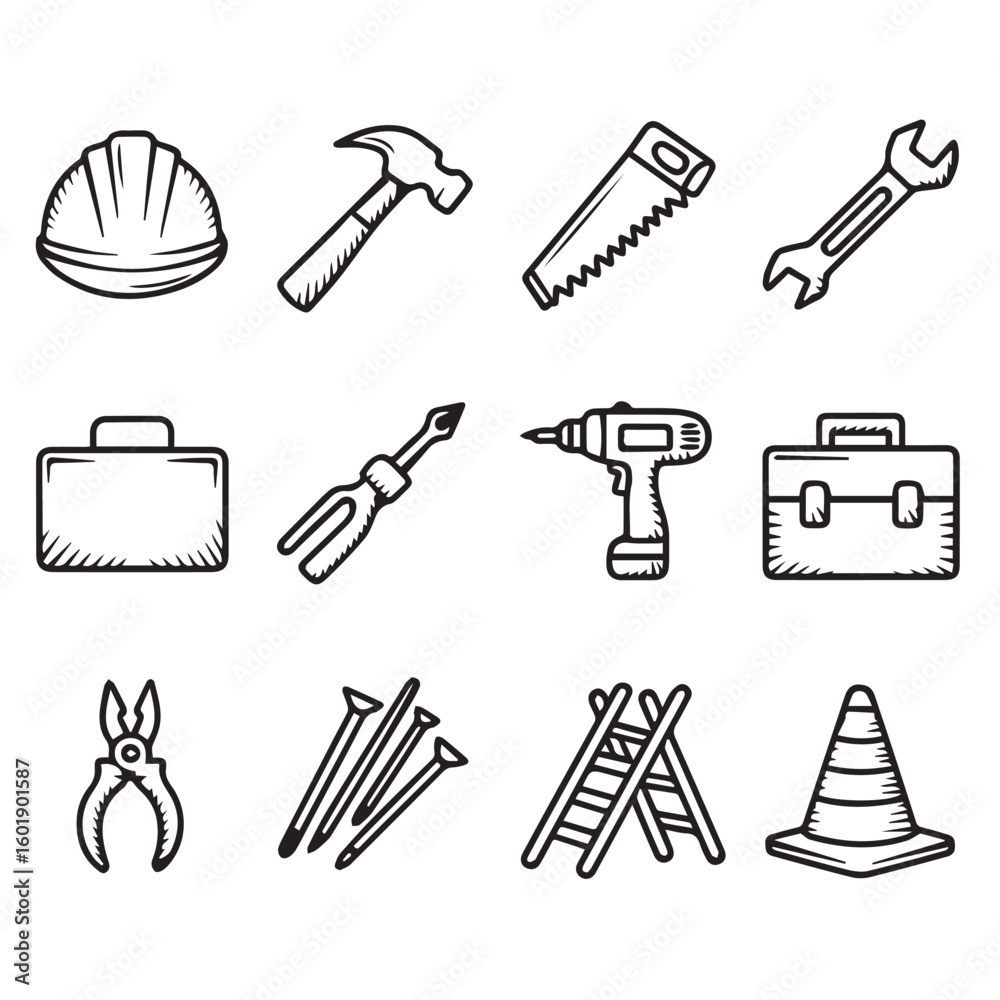 Fototapeta premium Essential tools for construction and DIY projects, perfect for any builder