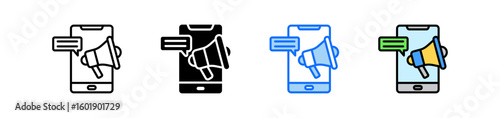 Mobile Marketing Icon Set Multiple Style Collection