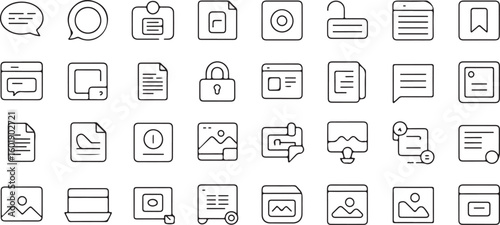 Communication and media icons chat bubble document