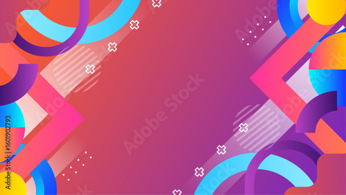 Abstract geometric design in vibrant colors suitable for backgrounds, posters, prints, digital art, and marketing materials needing a modern touch.